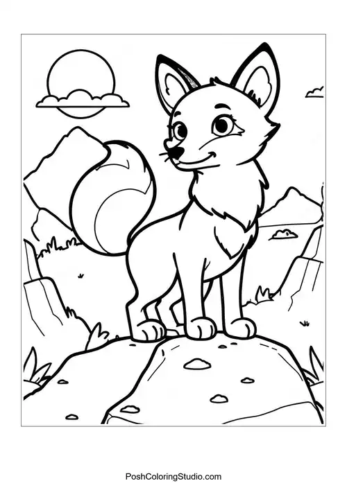 A fox running playfully through a grassy field.