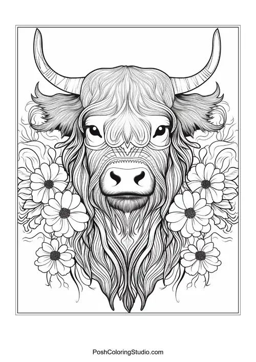Highland Cow Coloring Pages sample thumbnail
