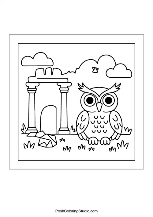 A dragon flying over a castle with clouds in the sky.