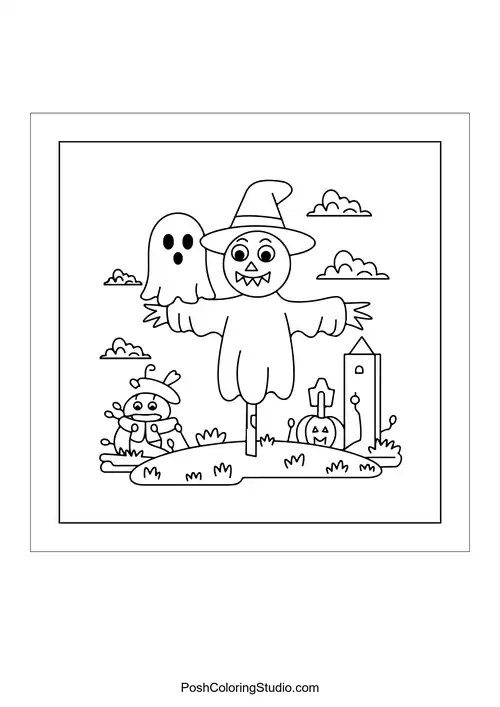 A ghost in a cauldron with bubbling potion.