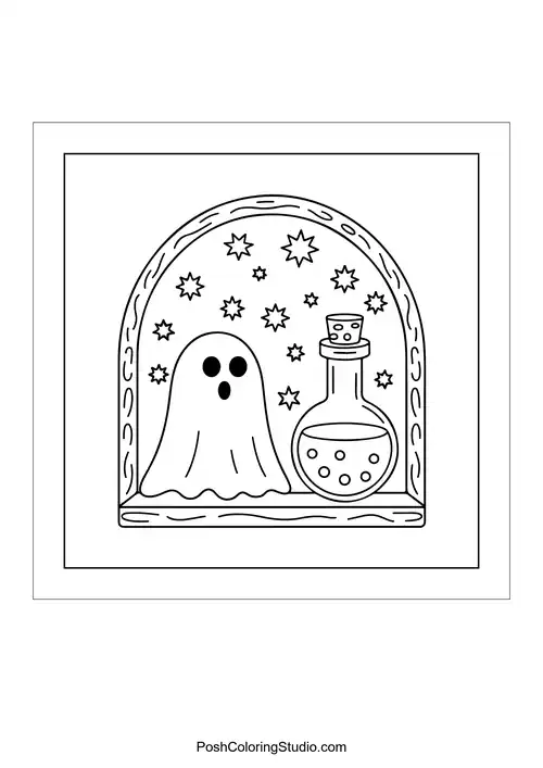 A ghost peeking from behind a pumpkin.