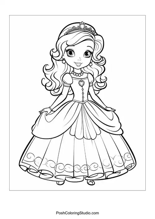 Cute Princess Coloring Pages sample thumbnail