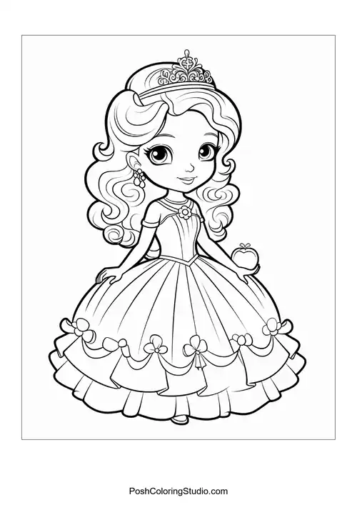 A princess holding a scepter in a detailed gown.