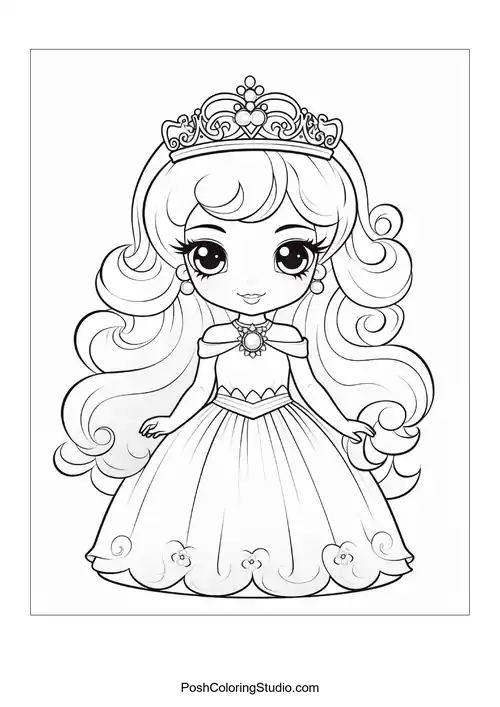 A princess in a gown with a unique bodice and tiara.