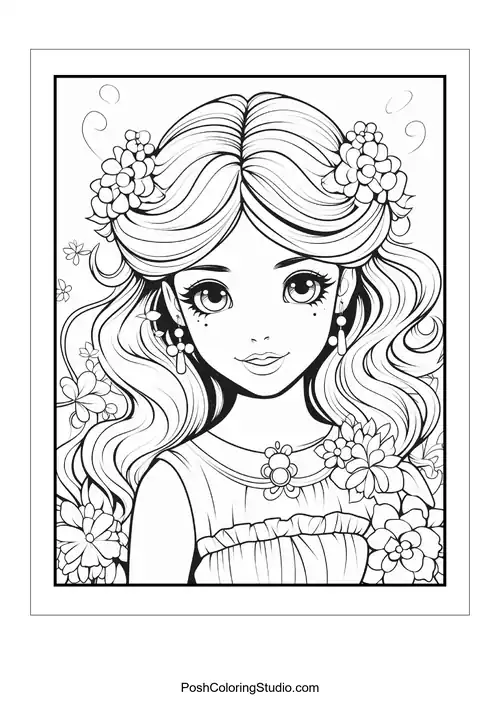 A fairy with a crown and a flowing dress.