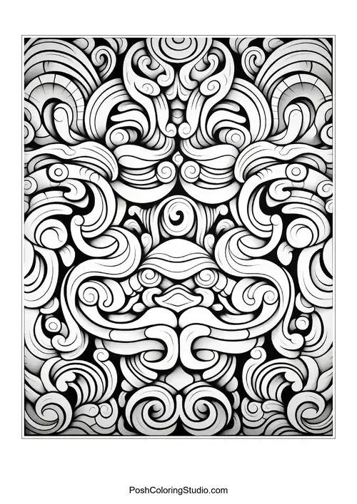 A dynamic design of waves and curls with depth.