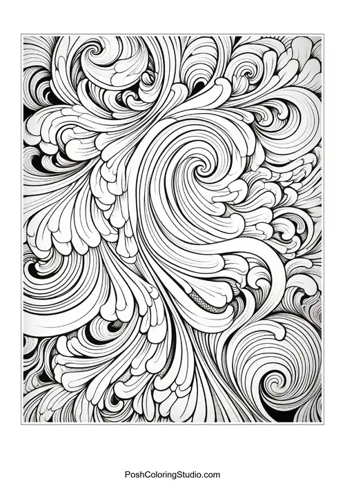A whimsical design of floral shapes and swirls.