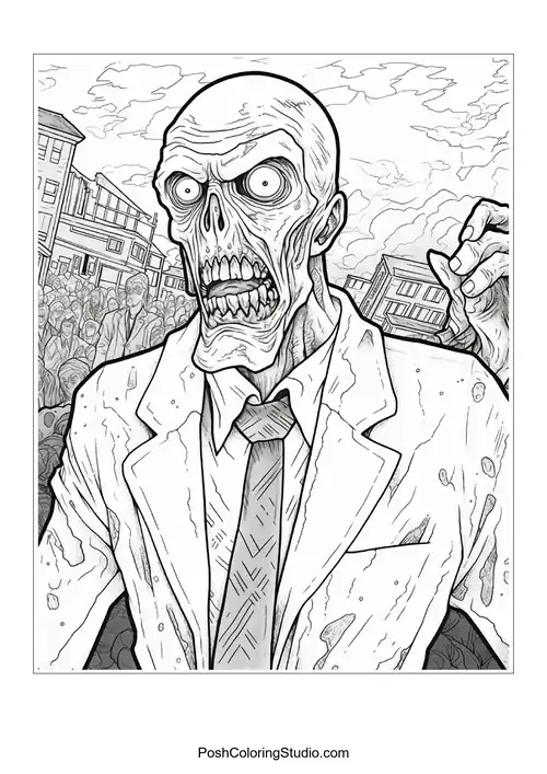 Zombie Adult Coloring Pages sample thumbnail