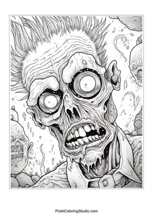 A zombie with a suit and a shocked expression.