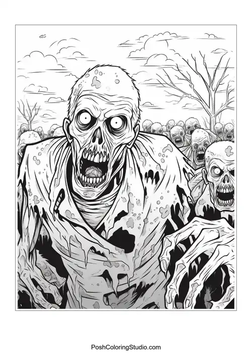 A zombie with a suit and a shocked expression.