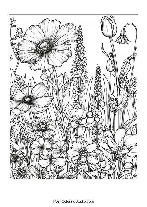 A floral arrangement with large poppies and intricate details.