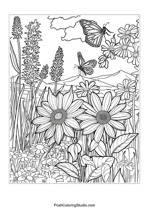 A detailed arrangement of potted plants and flowers.