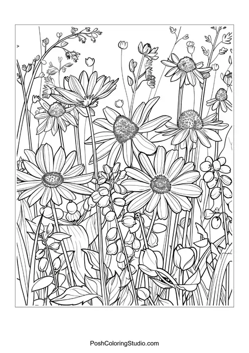 A detailed illustration of tulips with various shapes.