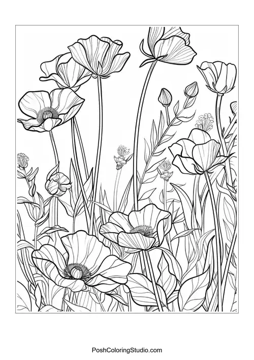 A collection of tulips with intricate petal designs.