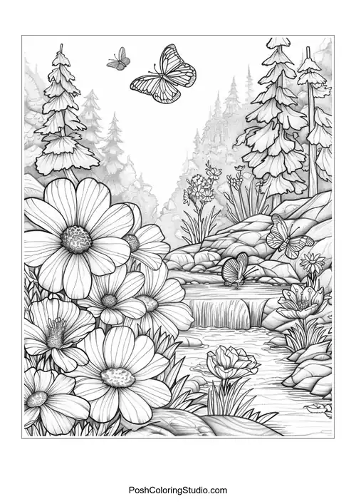A detailed arrangement of potted plants and flowers.