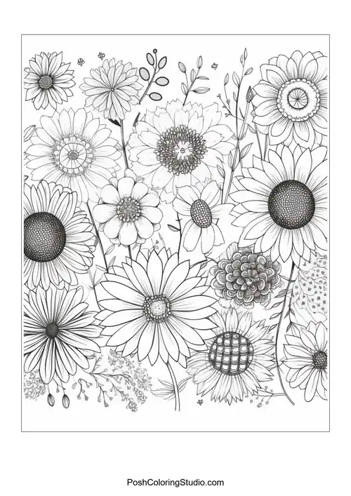 A variety of daisies in a floral arrangement.
