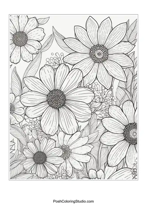 A collection of daisies with intricate details.