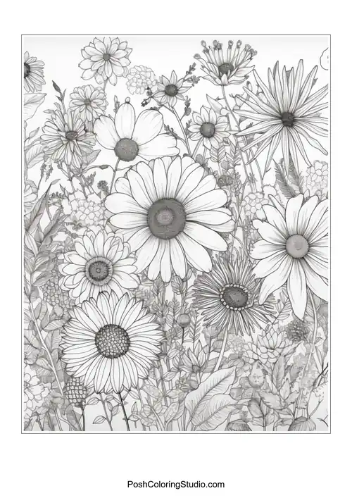 A cluster of daisies surrounded by foliage.