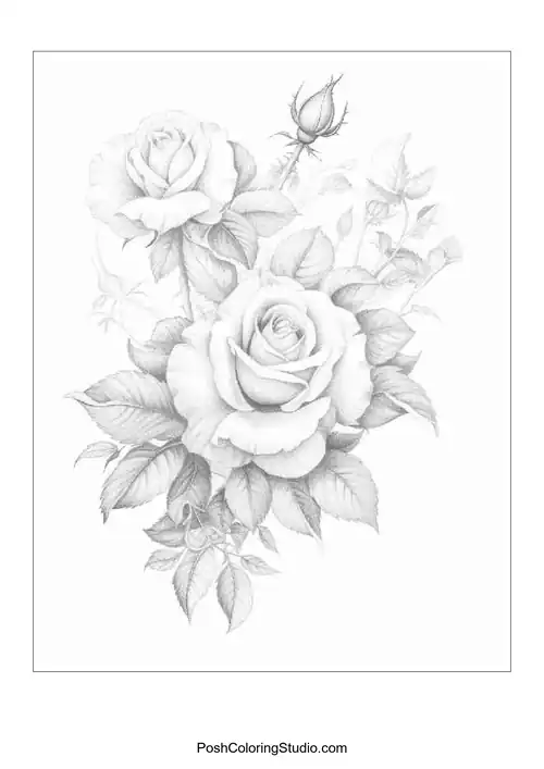 A decorative frame with a central rose design.