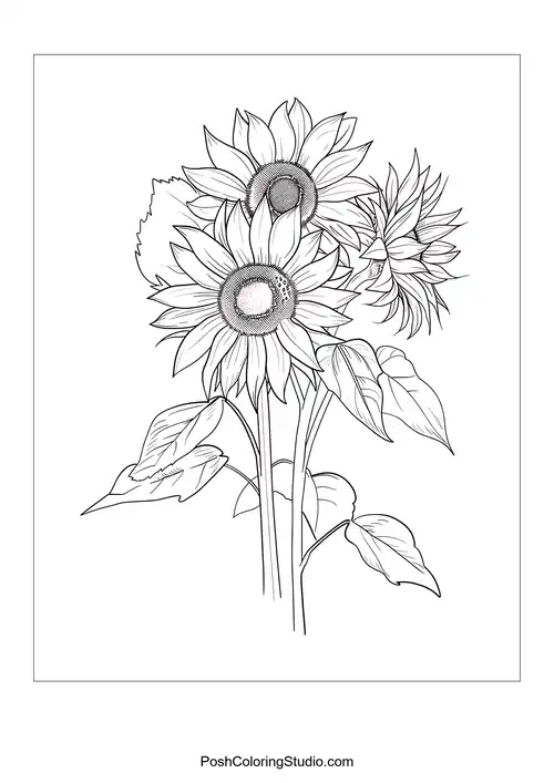 A bouquet of sunflowers with intricate petal designs.