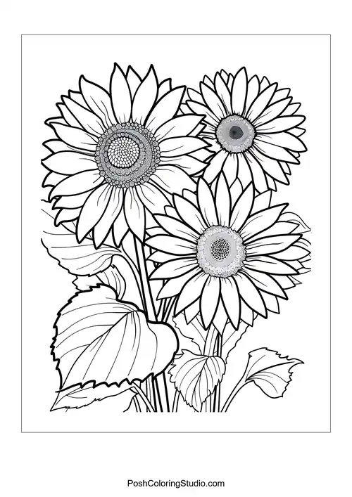 A bouquet of sunflowers with intricate petal designs.