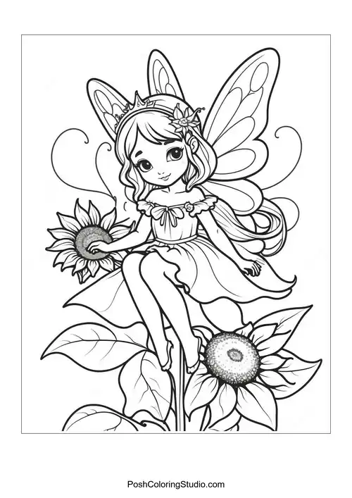 A butterfly resting on a sunflower with detailed petals.