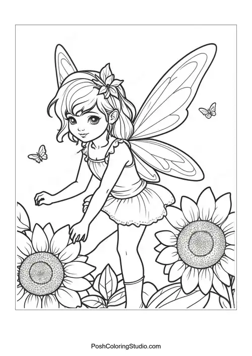 A butterfly resting on a sunflower with intricate details.