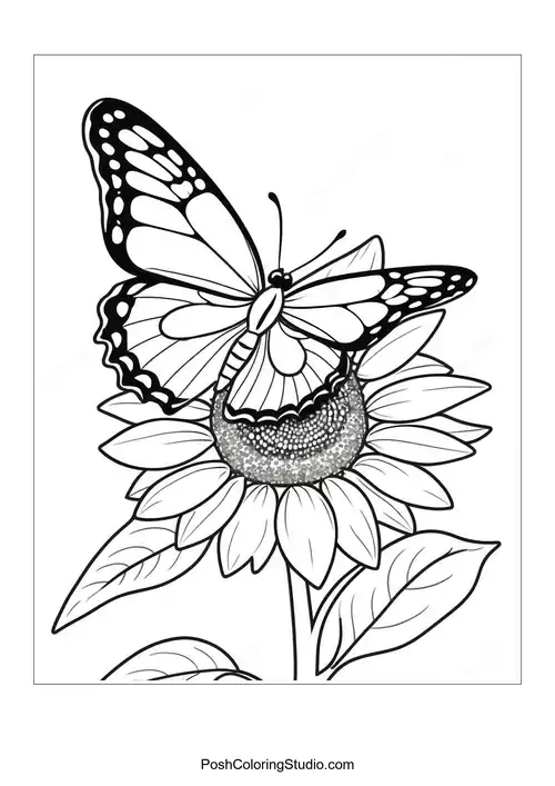 A bee on a sunflower with a textured center and leaves.