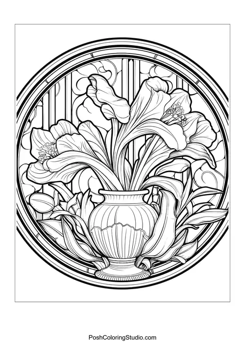 A collection of tulips with intricate details and patterns.