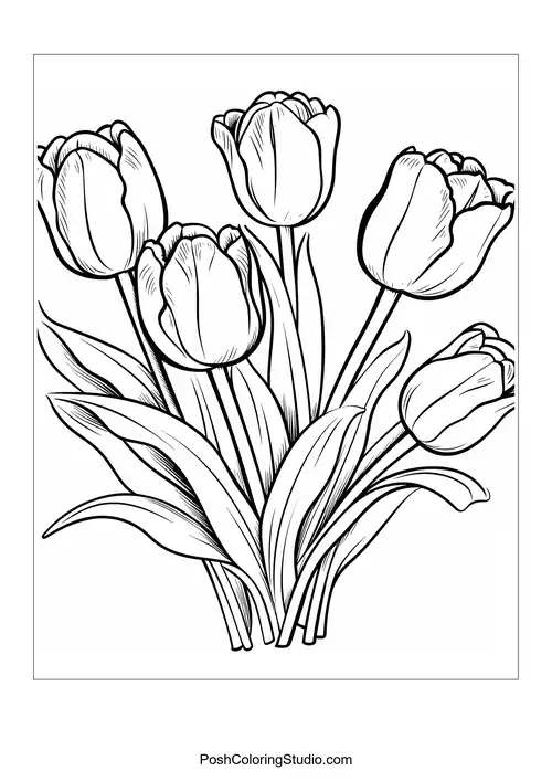 A decorative vase filled with a variety of tulips.