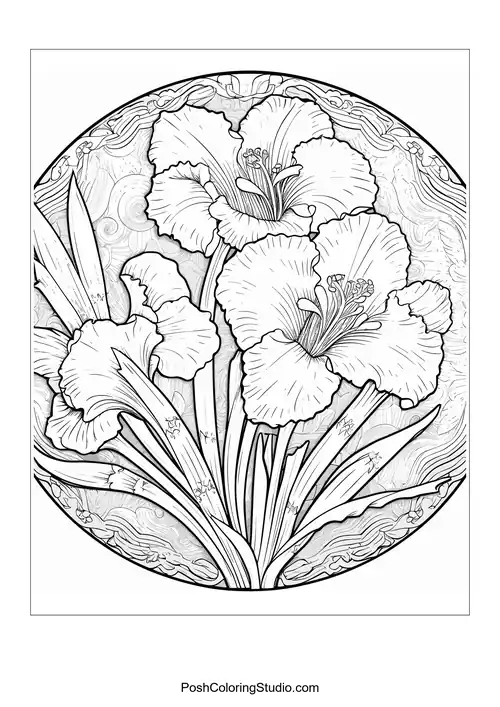 A collection of tulips with intricate details and patterns.