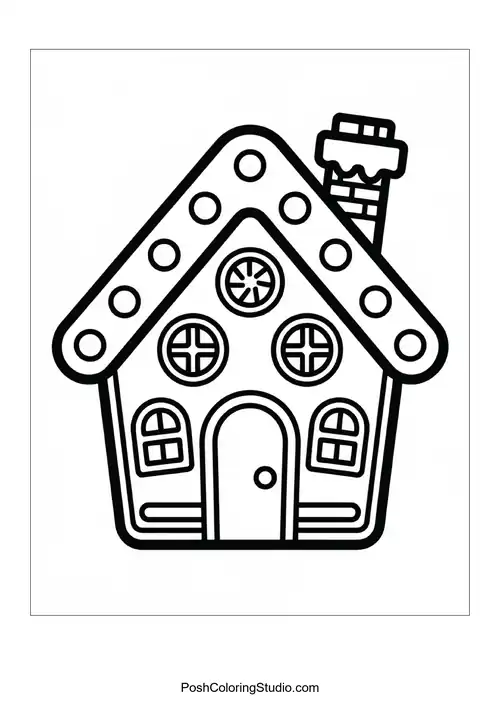 A gingerbread house with minimal decorations.