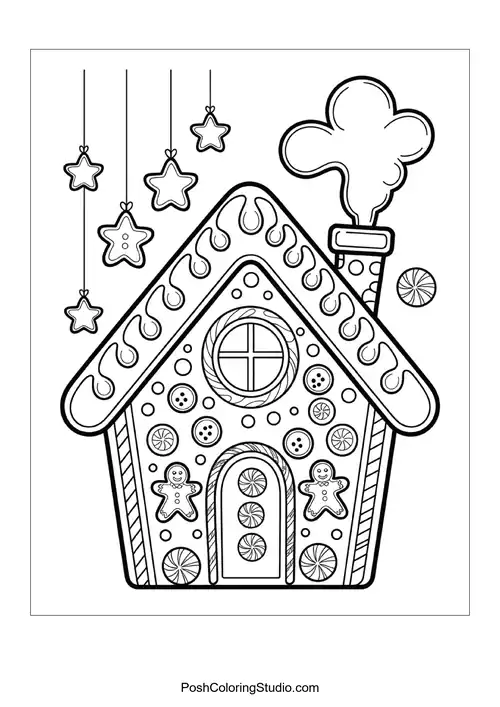 A gingerbread house with a festive message.