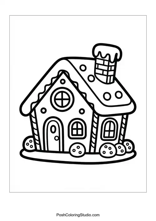 A gingerbread house with a festive greeting.