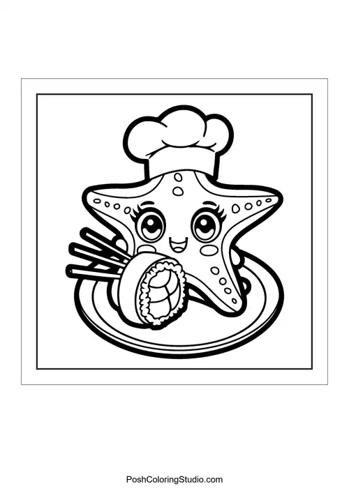 A hamster character with sushi on a plate.