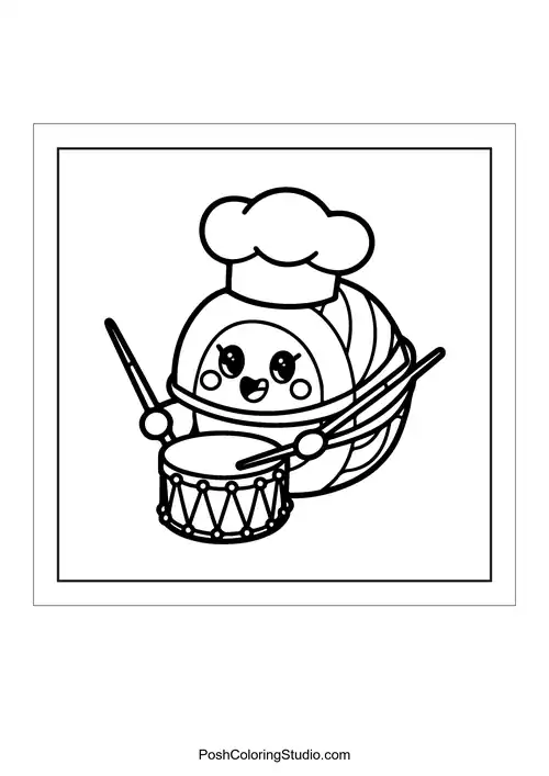 A sushi character next to a potion bottle.