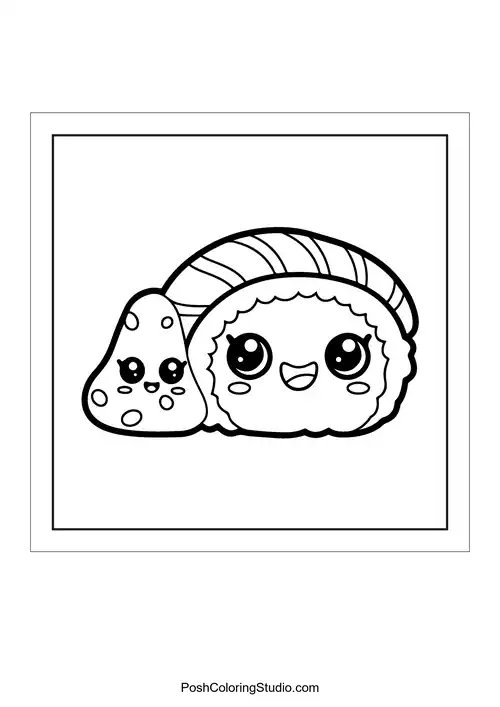 A sushi character with a happy face and a smile.