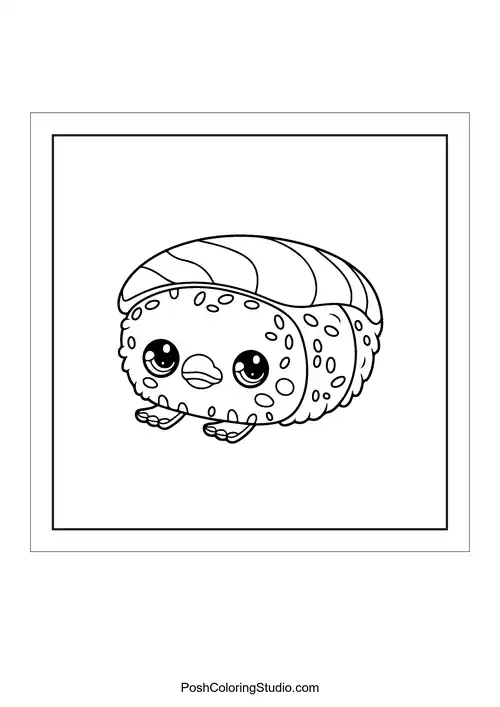 A sushi roll with a smiling face and a friend.