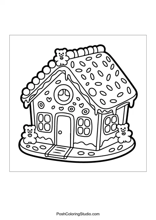 A candy castle with towers and a smiling sun above.