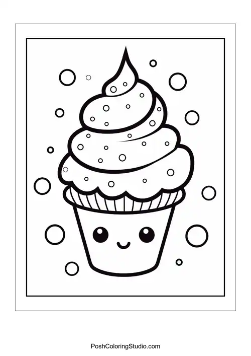 Cute Kawaii Ice Cream Coloring Pages sample thumbnail
