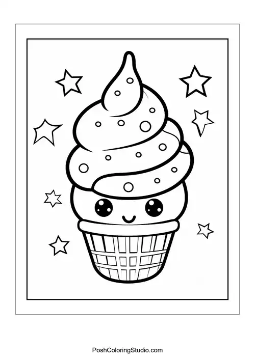 A cupcake with a happy face and a cherry on top.