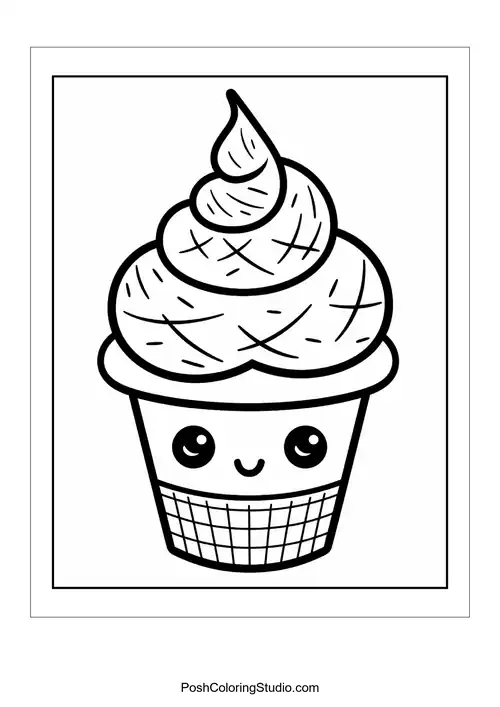 A cupcake with a happy face and a cherry on top.