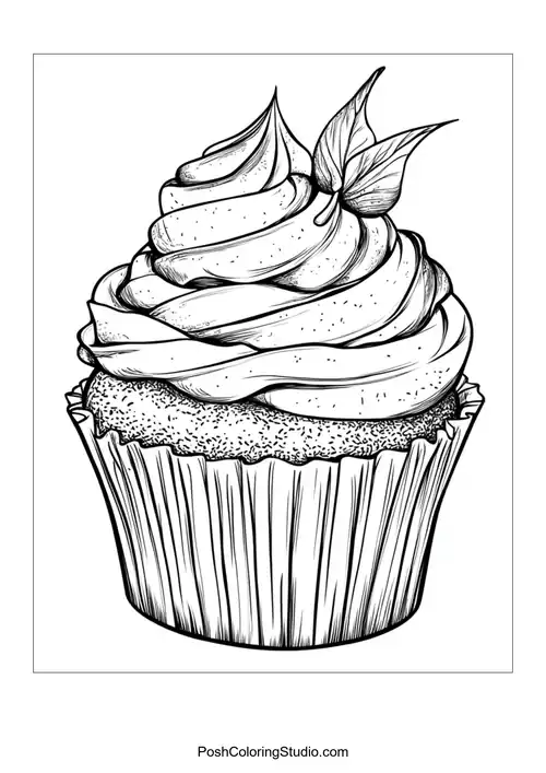 A cupcake topped with raspberries and swirled frosting.