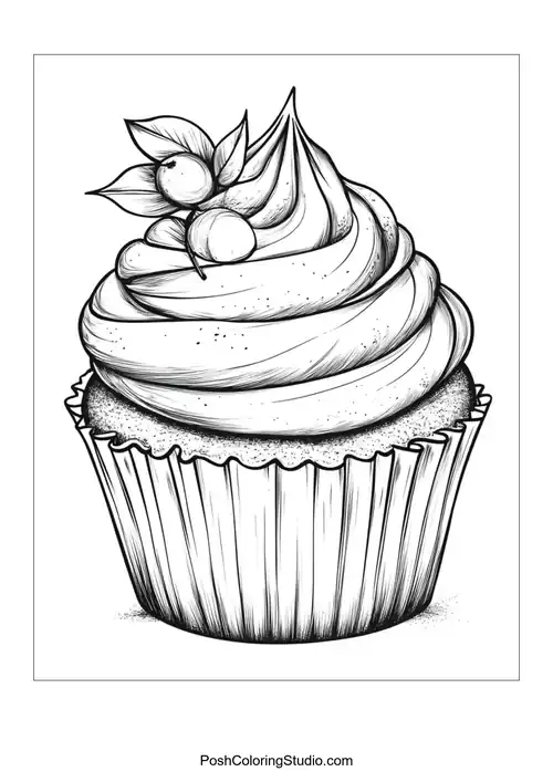 A cupcake with a cherry and a swirl of frosting.