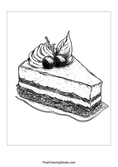 A slice of cake topped with strawberries and cream.