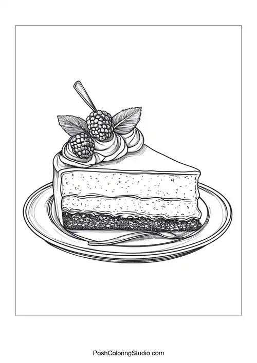 A slice of cake with a smooth frosting layer.