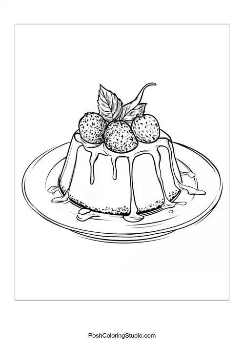 A slice of cake topped with berries and cream.