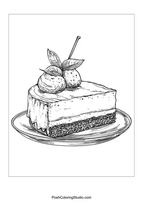 A slice of cake topped with strawberries and cream.