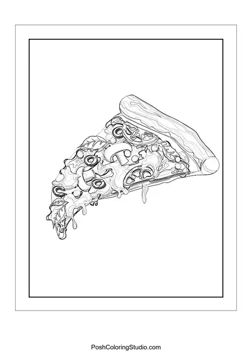 A pizza with a variety of toppings and a happy expression.