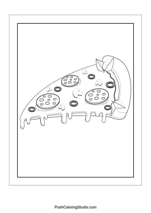 A pizza with a variety of toppings and a happy expression.